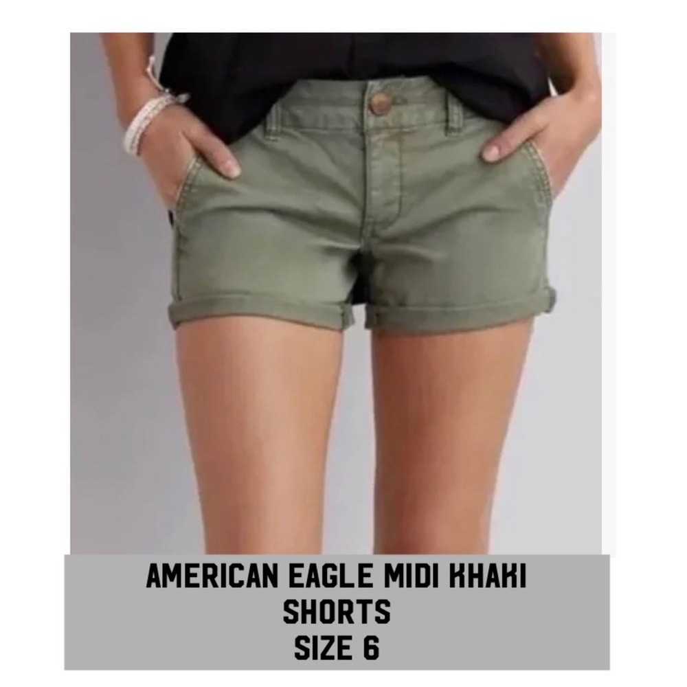 ❤️American eagle low rise midi khaki shorts with superstretch size 00